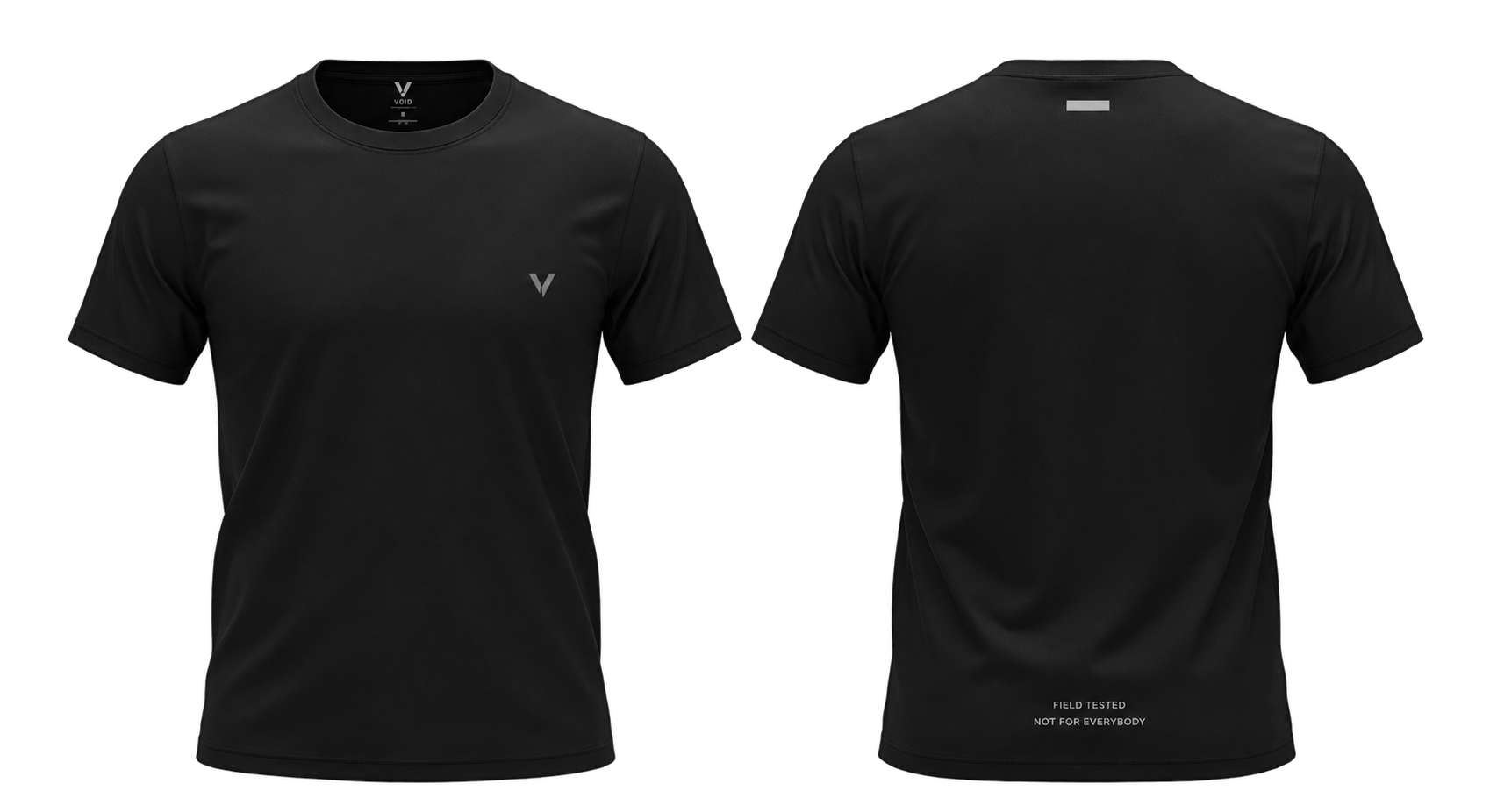 Performance Tee Minimal — frente e costas, Black
